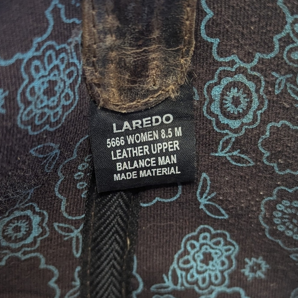 Laredo Women 5666 Isla Inlay Embroidery Square Toe Cowboy Blue Boot Size 8.5 - Picture 6 of 8